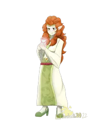 Size: 2021x2397 | Tagged: safe, artist:lordshrekzilla20, derpibooru import, autumn blaze, human, g4, clothes, elf ears, female, high res, humanized, image, png, robe, simple background, smiling, solo, transparent background, vaguely asian robe