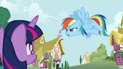 Size: 1280x720 | Tagged: safe, derpibooru import, screencap, rainbow dash, twilight sparkle, twilight sparkle (alicorn), alicorn, pony, g4, testing testing 1-2-3, image, png