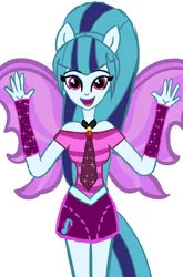 Size: 3000x4544 | Tagged: safe, artist:malleymall, derpibooru import, sonata dusk, human, equestria girls, g4, clothes, cute, female, fingerless gloves, gem, gloves, high ponytail, high res, image, jewelry, long hair, looking at you, my little pony equestria girls: rainbow rocks, necktie, open mouth, png, ponied up, pony ears, ponytail, rainbow rocks 10th anniversary, shirt, simple background, siren gem, skirt, solo, sonatabetes, sparkles, spread wings, surprised, white background, wings