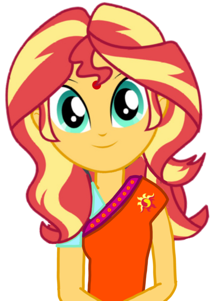 Size: 2344x3287 | Tagged: safe, artist:chrismc373, derpibooru import, sunset shimmer, human, equestria girls, g4, cute, female, high res, image, indian, png, shimmerbetes, simple background, solo, transparent background