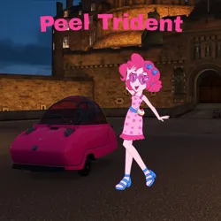 Size: 1080x1079 | Tagged: safe, derpibooru import, edit, editor:scitwisparkle42, pinkie pie, human, equestria girls, g4, car, forza horizon 4, game screencap, image, jpeg, peel trident, solo, video game