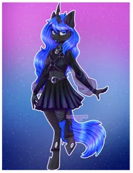 Size: 3616x4704 | Tagged: safe, artist:lankylunatic, derpibooru import, oc, oc:blue visions, anthro, changeling, changeling oc, commission, image, png, solo