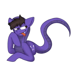 Size: 1271x1160 | Tagged: safe, artist:revenge.cats, derpibooru import, ponified, original species, pony, snake, snake pony, cobra starship, commission, forked tongue, gabe saporta, image, lying down, male, png, prone, scales, simple background, snake tail, solo, stallion, tail, tongue out, transparent background