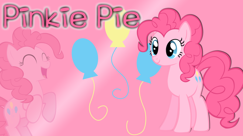 Size: 1920x1080 | Tagged: safe, artist:mlpwallpapermaker, derpibooru import, pinkie pie, earth pony, pony, g4, cutie mark, female, gradient background, image, laughing, mare, name, open mouth, open smile, png, smiling, solo, wallpaper