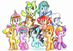 Size: 900x634 | Tagged: safe, artist:iluvvanellope, derpibooru import, ponified, earth pony, pony, g4, adorabeezle winterpop, candlehead, colt, crumbelina di caramello, female, filly, foal, gloyd orangeboar, group, image, jpeg, jubileena bing-bing, male, minty zaki, rancis fluggerbutter, rule 85, snowanna rainbeau, sugar rush racers, swizzle malarkey, taffyta muttonfudge, traditional art, vanellope von schweetz, wreck-it ralph