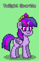 Size: 552x864 | Tagged: safe, derpibooru import, twilight sparkle, twilight sparkle (alicorn), alicorn, pony, pony town, g4, big crown thingy, element of magic, green background, image, jewelry, png, regalia, simple background, solo