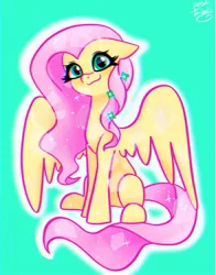 Size: 1074x1368 | Tagged: safe, artist:petaltwinkle, derpibooru import, fluttershy, crystal pony, pegasus, pony, g4, chromatic aberration, crystal pegasus, floppy ears, image, jpeg, simple background, solo