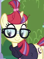 Size: 535x720 | Tagged: safe, derpibooru import, screencap, moondancer, pony, unicorn, amending fences, g4, season 5, adorkable, cropped, cute, dancerbetes, dork, female, glasses, happy, image, mare, png, smiling, solo