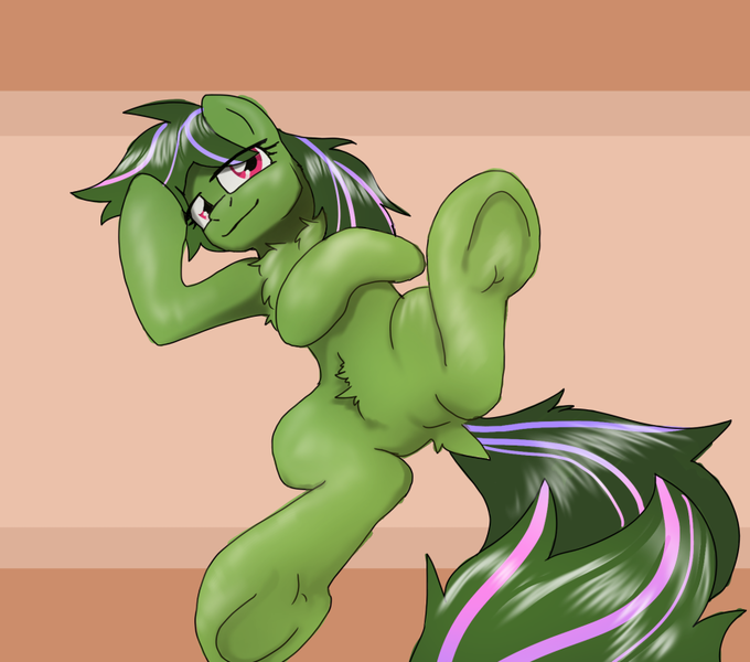 Size: 880x776 | Tagged: safe, artist:solixy406, derpibooru import, oc, oc:wonder bloom, unofficial characters only, pony, belly, belly fluff, butt, chest fluff, featureless crotch, image, plot, png, solo, underhoof