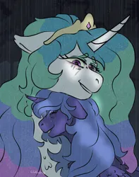 Size: 1500x1900 | Tagged: safe, artist:cluterdrop, derpibooru import, princess celestia, princess luna, alicorn, pony, friendship is magic, g4, bust, crying, duo, eyes closed, female, floppy ears, image, jpeg, mare, neck nuzzle, s1 luna, scene interpretation, siblings, sisters, tears of joy