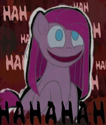 Size: 1284x1520 | Tagged: safe, artist:defg7373, derpibooru import, pinkie pie, earth pony, pony, g4, creepy, creepy smile, image, insanity, jpeg, laughing, pinkamena diane pie, smiling, solo