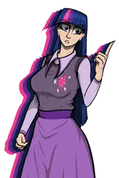 Size: 2000x3000 | Tagged: safe, artist:deroach, derpibooru import, twilight sparkle, human, fanfic, g4, abstract background, angry, clothes, cutie mark, cutie mark on clothes, equestria project humanized, fanfic art, high res, humanized, image, modern art, png, pop art, simple background, transparent background