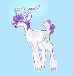 Size: 2048x2133 | Tagged: safe, artist:sealdeer, derpibooru import, part of a set, rarity, deer, g4, antlers, blue background, chest fluff, deerified, high res, image, jpeg, rarideer, simple background, solo, species swap