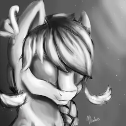 Size: 2443x2455 | Tagged: safe, artist:minckies, derpibooru import, oc, unofficial characters only, earth pony, pony, bust, earth pony oc, grayscale, high res, image, jpeg, monochrome, signature, solo