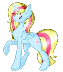 Size: 1249x1429 | Tagged: safe, artist:angellightyt, derpibooru import, oc, unofficial characters only, alicorn, pony, alicorn oc, base used, chest fluff, eyelashes, glow, glowing horn, grin, horn, image, png, raised hoof, simple background, smiling, solo, transparent background, wings