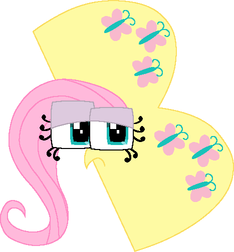 Size: 467x504 | Tagged: safe, artist:worldofcaitlyn, derpibooru import, part of a set, fluttershy, butterfly, insect, g4, alphabet lore, crossover, explanation in the description, female, image, lidded eyes, png, sad, simple background, solo, transparent background, wings, 🅱