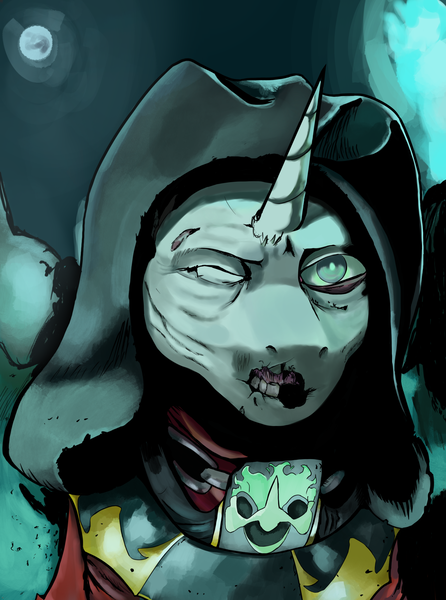 Size: 2340x3150 | Tagged: safe, artist:fly over, derpibooru import, oc, lich, pony, undead, unicorn, equestria at war mod, bust, high res, horror, image, png, portrait