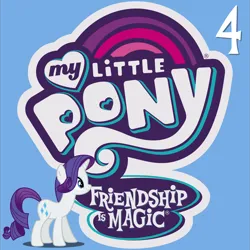 Size: 5252x5250 | Tagged: safe, derpibooru import, rarity, pony, unicorn, g4, 4, album cover, female, image, mare, my little pony logo, number, png