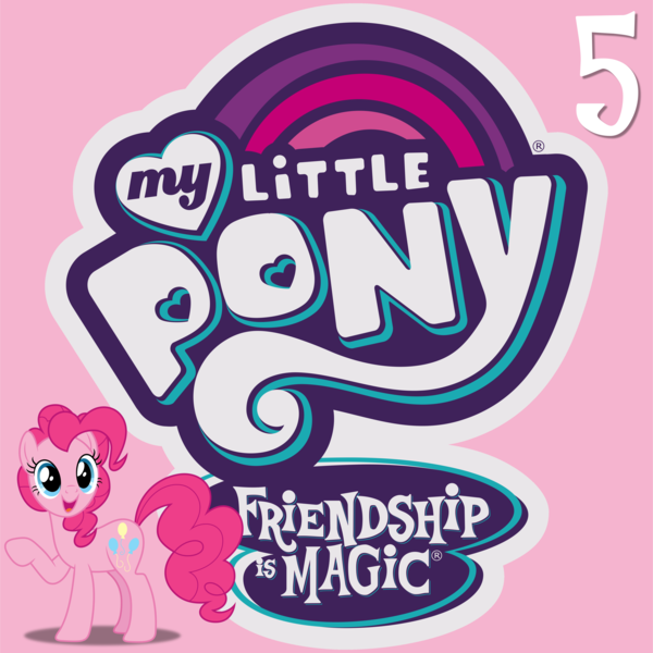 Size: 5252x5250 | Tagged: safe, derpibooru import, pinkie pie, earth pony, pony, g4, 5, album cover, female, image, mare, my little pony logo, number, png