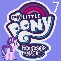 Size: 5252x5250 | Tagged: safe, derpibooru import, starlight glimmer, pony, unicorn, g4, 7, album cover, female, image, mare, my little pony logo, number, png