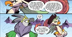 Size: 800x414 | Tagged: safe, artist:andy price, derpibooru import, idw, captain celaeno, anthro, bird, parrot, parrot pirates, g4, my little pony: the movie, spoiler:comic, spoiler:comic100, crossed arms, exposition, hat, image, ornithian, pirate, pirate bird, pirate hat, png, princess, princess ocypete