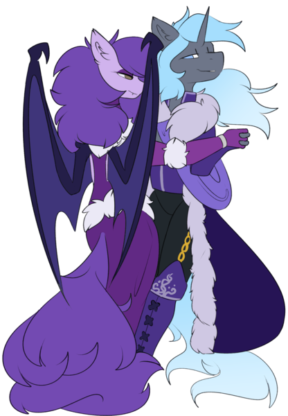 Size: 1571x2268 | Tagged: safe, artist:beardie, derpibooru import, oc, oc:amelia valkyria, oc:northern lights, unofficial characters only, bat pony, pony, unicorn, bat pony oc, bat wings, dancing, duo, female, horn, image, male, nobility, oc x oc, png, shipping, simple background, transparent background, unicorn oc, wings