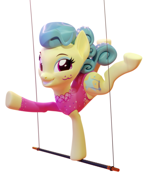 Size: 1792x2160 | Tagged: safe, artist:xppp1n, derpibooru import, trapeze star, pony, g4, 3d, acrobatics, clothes, cycles render, female, image, leotard, mare, png, revamped ponies, simple background, solo, standing, standing on one leg, transparent background, trapeze