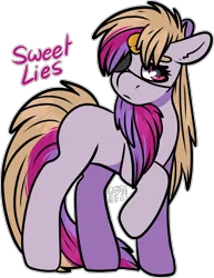 Size: 1399x1816 | Tagged: safe, artist:sexygoatgod, derpibooru import, oc, oc:sweet lies, unofficial characters only, pony, unicorn, adoptable, eyepatch, female, horn, horn cap, image, magical lesbian spawn, offspring, parent:derpy hooves, parent:starlight glimmer, parents:glimmerhooves, png, simple background, solo, transparent background