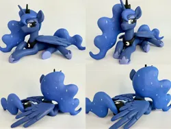 Size: 4096x3077 | Tagged: safe, artist:sparkle257, derpibooru import, princess luna, alicorn, pony, g4, craft, female, figurine, image, irl, jewelry, jpeg, lying down, mare, photo, prone, regalia, sculpture, solo, traditional art