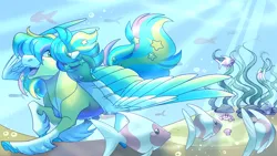 Size: 1920x1080 | Tagged: safe, artist:uunicornicc, derpibooru import, oc, unofficial characters only, crab, fish, pegasus, pony, starfish, bubble, commission, crepuscular rays, cute, digital art, feather, flowing mane, flowing tail, green eyes, happy, image, male, multicolored mane, multicolored tail, ocean, open mouth, open smile, png, seashell, seaweed, smiling, solo, spread wings, stallion, stallion oc, sunlight, swimming, tail, teeth, underwater, unshorn fetlocks, water, wings