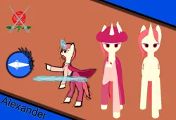 Size: 3800x2600 | Tagged: artist needed, source needed, safe, derpibooru import, oc, oc:alessandro, unofficial characters only, pony, unicorn, clothes, hat, high res, horn, image, nobility, png, solo, sword, unicorn oc, weapon