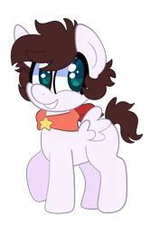 Size: 1331x2000 | Tagged: safe, artist:saveraedae, derpibooru import, oc, oc:markey malarkey, unofficial characters only, pegasus, pony, bandana, colt, crossover, cute, foal, image, male, png, raised hoof, simple background, smiling, solo, stars, the mark side, transparent background