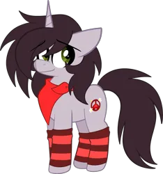 Size: 2069x2210 | Tagged: safe, artist:saveraedae, derpibooru import, oc, oc:jonatrot hoofington, unofficial characters only, pony, unicorn, bandana, clothes, crossover, cute, high res, image, looking at you, male, png, shy, simple background, smiling, socks, solo, striped socks, the mark side, transparent background