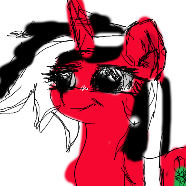 Size: 768x768 | Tagged: safe, artist:luxter77, derpibooru import, oc, oc:rosalia, unofficial characters only, pony, unicorn, black and white mane, horn, image, png, red coat, simple background, sketch, sloppy, solo, transparent background, unicorn oc