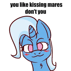 Size: 512x512 | Tagged: safe, artist:xppp1n, derpibooru import, trixie, pony, unicorn, g4, blushing, boykisser, female, image, looking at you, mare, meme, png, ponified meme, simple background, solo, white background