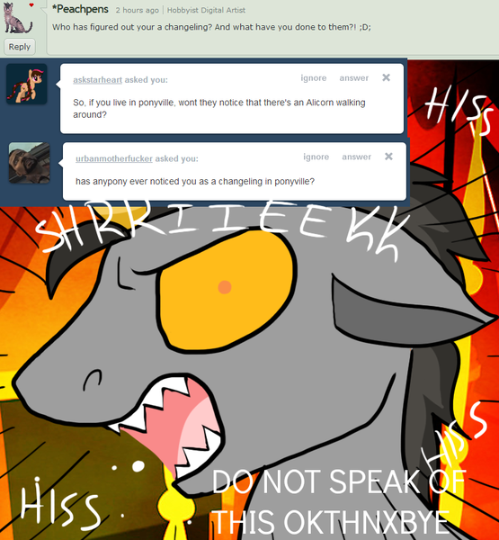 Size: 785x849 | Tagged: safe, artist:lupisvulpes, derpibooru import, oc, oc:monochromatic heart, unofficial characters only, pony, unicorn, angry, ask, electricity, hissing, image, male, open mouth, png, sharp teeth, solo, stallion, teeth, text, tumblr