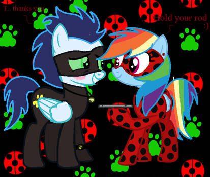 Size: 413x349 | Tagged: safe, artist:soarinrainbowdash3, derpibooru import, rainbow dash, soarin', pegasus, pony, g4, clothes, cosplay, costume, female, image, jpeg, male, mare, miraculous ladybug, shipping, soarindash, stallion, straight