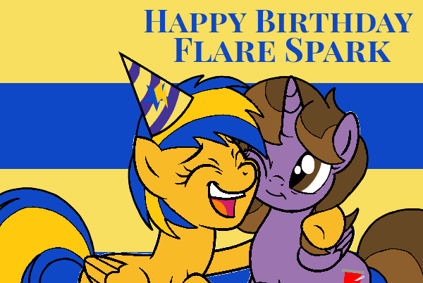 Size: 600x402 | Tagged: safe, artist:noi kincade, derpibooru import, oc, oc:flare spark, oc:princess kincade, unofficial characters only, pegasus, pony, g4, birthday, eyes closed, female, female oc, happy birthday, hat, hoof around neck, hug, image, mare, mare oc, party hat, pegasus oc, png, pony oc, wings, yellow coat