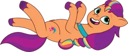 Size: 1474x601 | Tagged: safe, artist:prixy05, derpibooru import, sunny starscout, earth pony, pony, g5, my little pony: tell your tale, behaving like a cat, cute, hoof heart, image, lying down, mane stripe sunny, on back, open mouth, open smile, png, round belly, simple background, smiling, solo, sunnybetes, transparent background, twilight sparkle's cutie mark, underhoof, unshorn fetlocks, upside-down hoof heart, vector