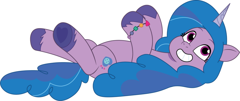 Size: 1804x762 | Tagged: safe, alternate version, artist:prixy05, derpibooru import, izzy moonbow, pony, unicorn, g5, my little pony: tell your tale, alternate character, behaving like a cat, bracelet, cute, female, friendship bracelet, grin, hoof heart, image, izzybetes, jewelry, lying down, mare, on back, png, round belly, simple background, smiling, solo, transparent background, underhoof, unshorn fetlocks, upside-down hoof heart, vector