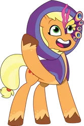 Size: 895x1345 | Tagged: safe, alternate version, artist:prixy05, derpibooru import, applejack, earth pony, pony, g4, g5, my little pony: tell your tale, clothes, costume, g4 to g5, generation leap, image, nightmare night costume, png, simple background, solo, transparent background, vector