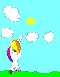 Size: 900x1165 | Tagged: safe, artist:knuxfan1, derpibooru import, sunny daze (g3), pegasus, pony, g3, g4, cloud, cloudy, cute, female, field, g3 dazeabetes, g3 to g4, generation leap, grass, grass field, image, jpeg, mare, pegasus sunny daze (g3), race swap, remake, rock, smiling, solo, sun