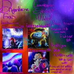 Size: 5800x5800 | Tagged: safe, artist:florarena-kitasatina/dragonborne fox, derpibooru import, oc, oc:crimson flame, unofficial characters only, goat, turtle, advertisement, capricorn, commission info, image, png, signature, watermark