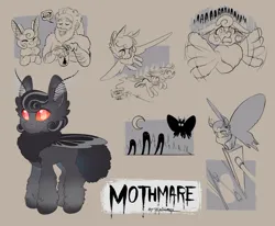 Size: 4250x3500 | Tagged: safe, artist:taytinabelle, derpibooru import, oc, oc:mothmare, ponified, unofficial characters only, insect, moth, mothpony, original species, pony, chest fluff, ear fluff, image, insect wings, leg fluff, mothman, png, red eyes, simple background, solo, tail, tail fluff, wings