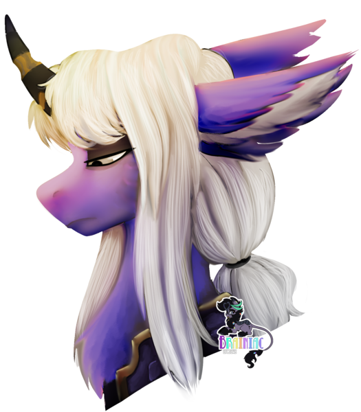 Size: 1650x1887 | Tagged: safe, artist:brainiac, derpibooru import, oc, oc:wyrmblood, classical unicorn, pony, unicorn, bust, cloven hooves, crossover, dragoon, estinien varlineau, estinien wyrmblood, final fantasy, final fantasy xiv, horn, image, leonine tail, male, png, portrait, simple background, solo, stallion, transparent background, unshorn fetlocks