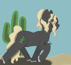 Size: 560x512 | Tagged: safe, artist:thomas.senko, derpibooru import, oc, earth pony, pony, cactus, calm, cute, desert, earth pony oc, female, female oc, gray coat, image, mare, png, trotting, trotting in place