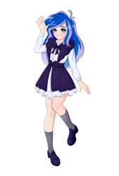 Size: 2024x3000 | Tagged: safe, artist:tanatos, derpibooru import, princess luna, human, g4, clothes, female, high res, humanized, image, long hair, maid, png, simple background, solo, white background