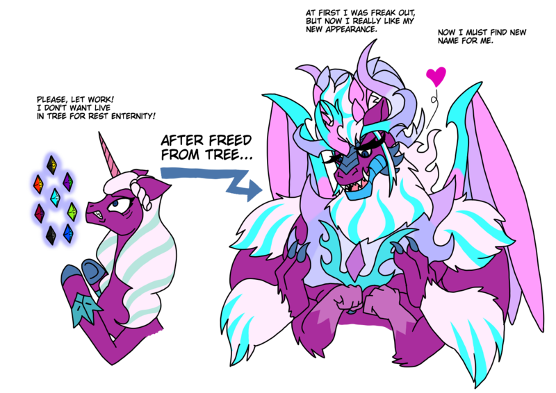 Size: 1414x1000 | Tagged: safe, artist:zetikoopa, derpibooru import, alicorn, centaur, pony, taur, g5, alexandrite arcane, amalgamation, desperation, engrish, female, female to male, four arms, gem, happy, image, male, mare, multiple arms, multiple limbs, opaline arcana, png, rule 63, simple background, species swap, transparent background