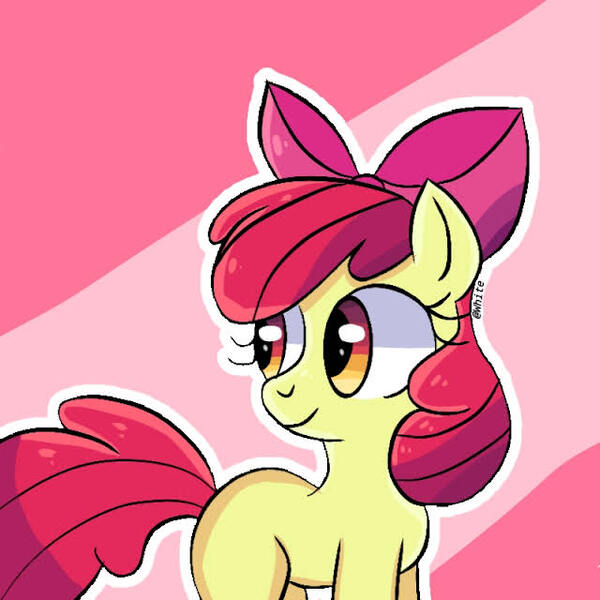 Size: 640x640 | Tagged: safe, artist:whitethealicorn, derpibooru import, apple bloom, earth pony, pony, g4, female, filly, foal, image, jpeg, redraw, simple background, solo