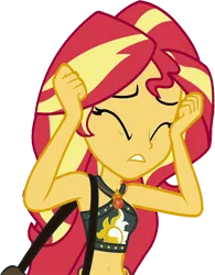 Size: 1970x2520 | Tagged: safe, derpibooru import, edit, edited screencap, editor:homersimpson1983, screencap, sunset shimmer, human, equestria girls, g4, armpits, background removed, belly, belly button, bikini, clothes, eyes closed, female, geode of empathy, image, magical geodes, midriff, not a vector, png, sarong, simple background, solo, swimsuit, transparent background